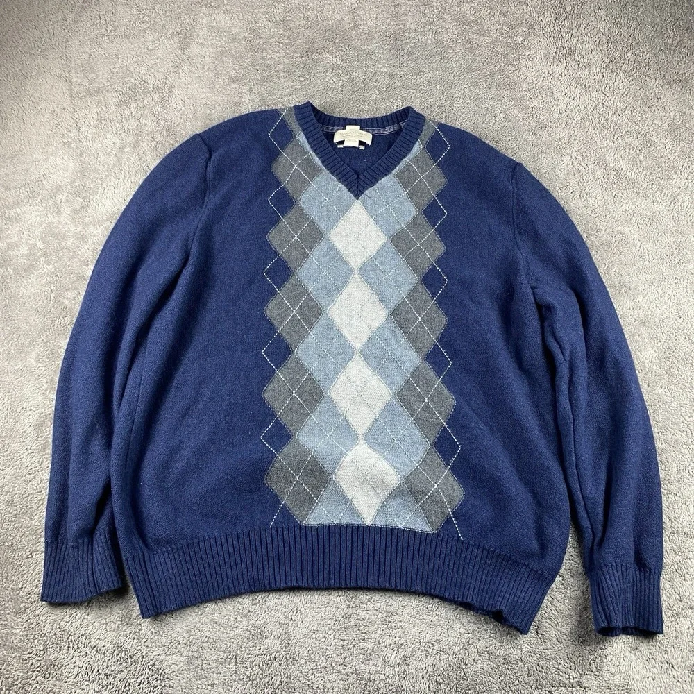 Banana Republic Luxury Blend Sweater Mens XL‎ Blue V-Neck Long Sleeve